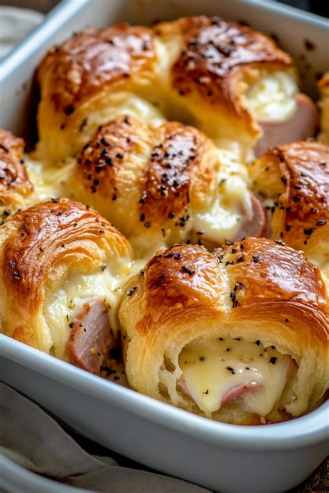 Baked Ham and Cheese Croissants - An Organized Chaos