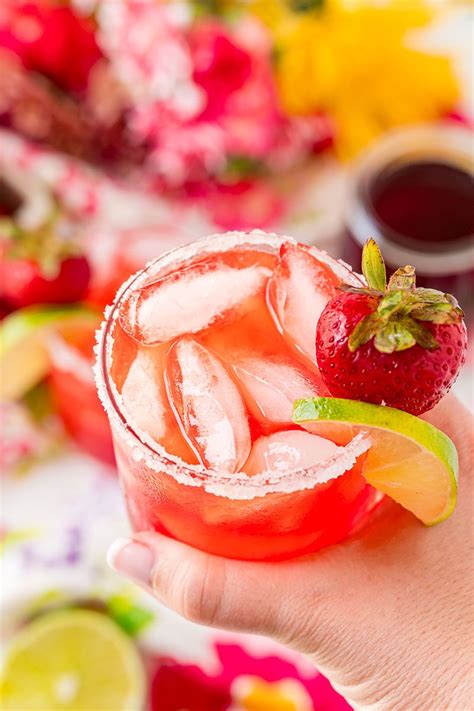 strawberry margarita pitcher recipe on the rocks - Lenna Meador