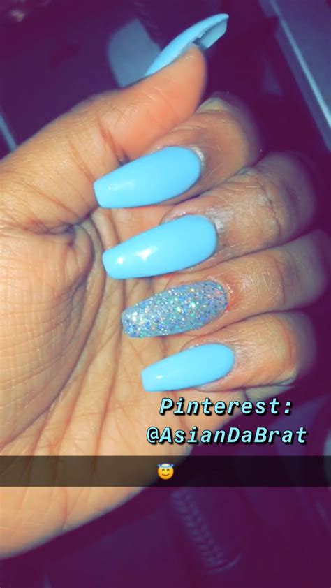 Blue Glitter Acrylic Nails