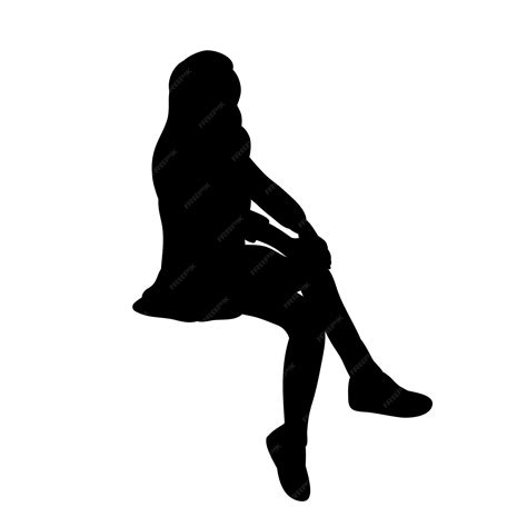 Vector aislado silueta negra chica sentada | Vector Premium