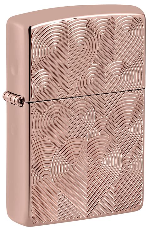 Zippo Lighter: Hearts, Armor Deep Carved - High Polish Rose Gold 48919 ...