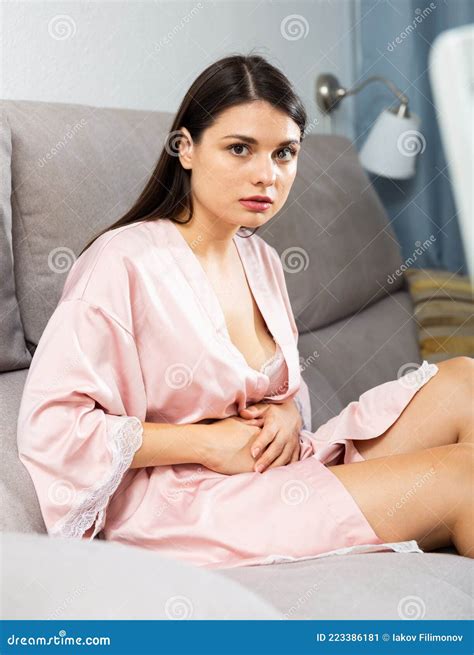 Woman Suffering from Abdominal Pain Stock Image - Image of indisposed