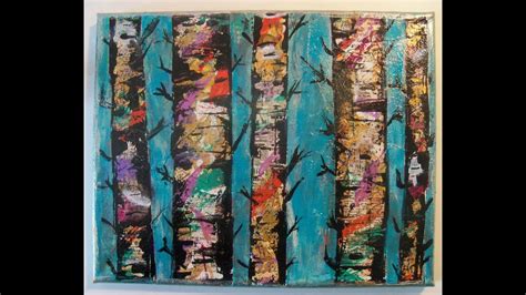 mixed media birch trees canvas tutorial mixed media