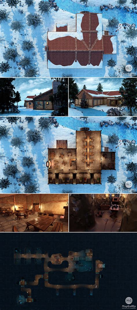 [OC][Battlemap][40x22][5600x3150][Tavern][Inn][Winter][Dungeon
