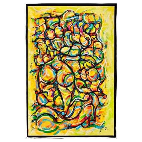 Modern Pair Chinese Zhu Zhechi Zhu Zhe Chi Acrylic Canvas Nude Females