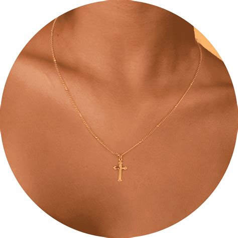 GOSFRY Cross Necklaces for Women Men 14K Gold Plated Cross Pendant