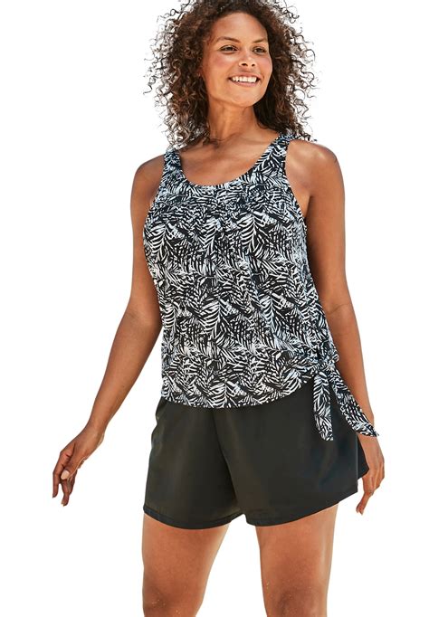 swimsuits   womens  size  piece blouson swim set  black