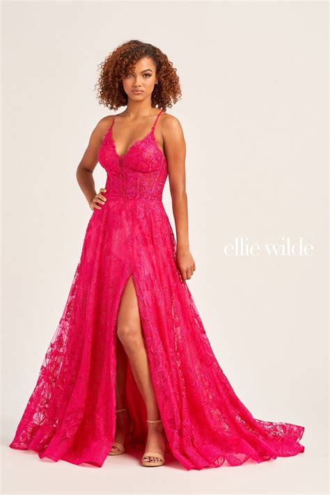 Sea Mist Ellie Wilde EW35103 Long Formal Glitter Evening Prom Dress for