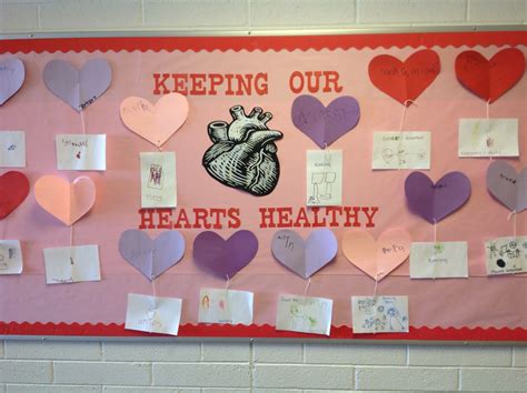 Healthy Heart bulletin board- ask your children what kind of things are