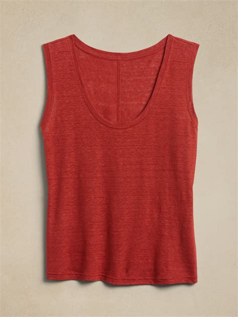Linen Scoop-Neck Tank | Banana Republic