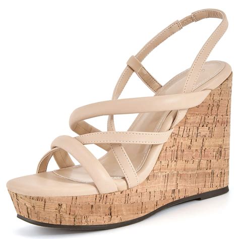 Coutgo Women Platform Wedge Sandals Cork Slingback Wedges Espadrilles