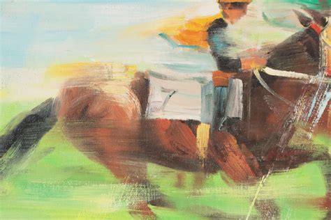 Oil Painting of Jockeys Racing Horses | EBTH