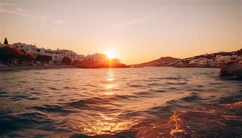 Premium AI Image | Sunset in mykonos