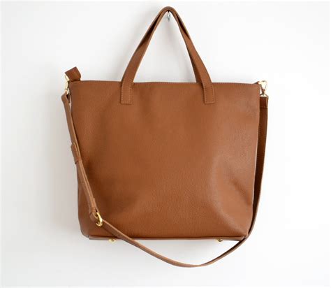 LEATHER LAPTOP TOTE Top Zip Tote Bag Brown Leather Oversize - Etsy