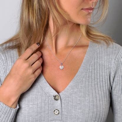 Sterling Silver Engravable Heart Necklace with Birthstone and Lavender ...