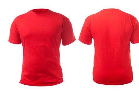 Red t-shirt mock up, front and back view, isolated. Plain red shirt ...
