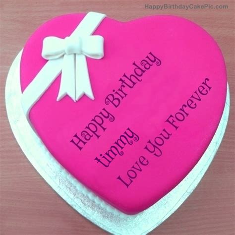 ️ Pink Heart Happy Birthday Cake For timmy