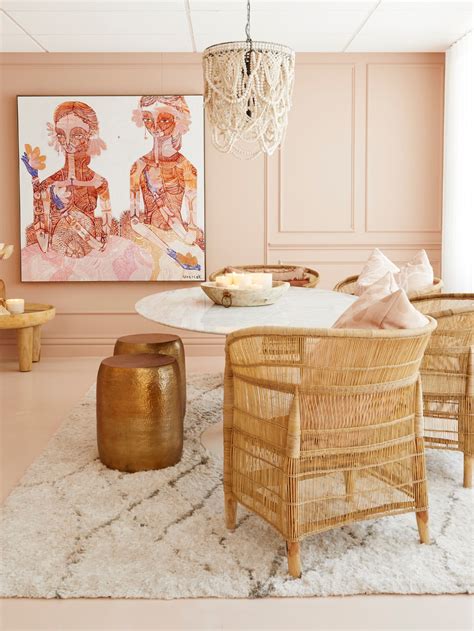 Dusty Pink and Neutral Decor | kanju | Living room orange, Pink dining ...