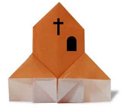 origami paper church 3D ~ origami instructions kids