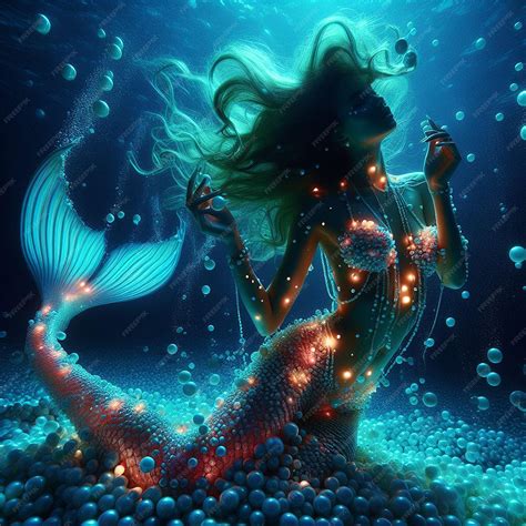 Premium AI Image | A mermaid playing with pearls underwater Ai