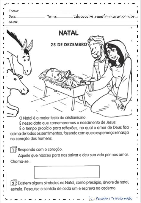 Interpretação De Texto Natal 1 Ano
