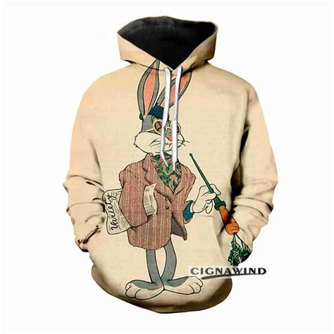 Newest funny hoodie men/women Cartoon Bugs Bunny 3D color printing hoodies sweatshirt unisex ...