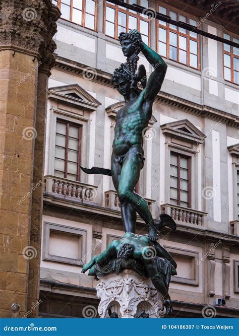 Sculpture of Perseus Holding the Head of Medusa Stock Image - Image of