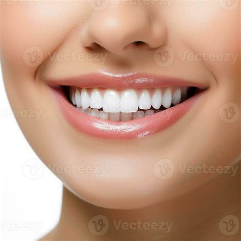 Closeup Beautiful young woman smile. Restoration concept, Teeth ...