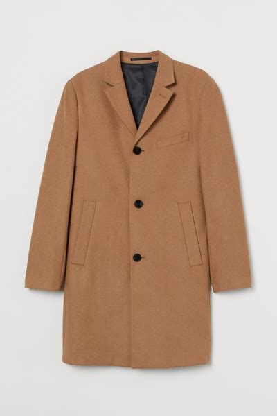 Пальто H&M, Демисезон, размер 52, цвет темно-бежевый, Полиамид ...