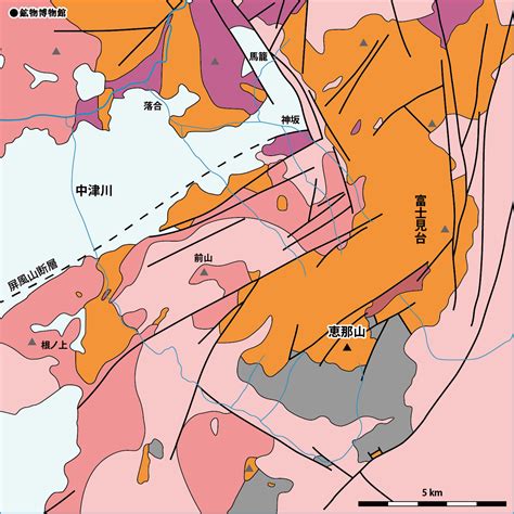 恵那山周辺の地質概略図／中津川市