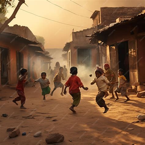 Premium Photo | Kids playing traditional games in the dusty streets of