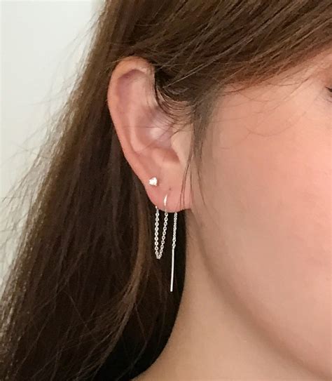 double piercing earring set  hole earrings chain earrings