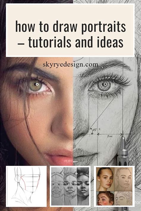draw portraits tutorials  ideas sky rye design portrait