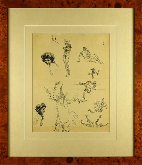 WIZARD AND NUDES SKETCH ORIGINAL ART FRANK FRAZETTA COMIC ART SALE