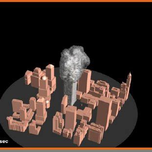 Example display of a North Tower collapse simulation (Time = 8 s ...