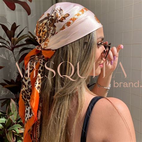 Lenço Usado Na Cabeça - Lenço Cetim Cabeça Bandana Encharpe Feminino Tamanho Grande 90x90 ...