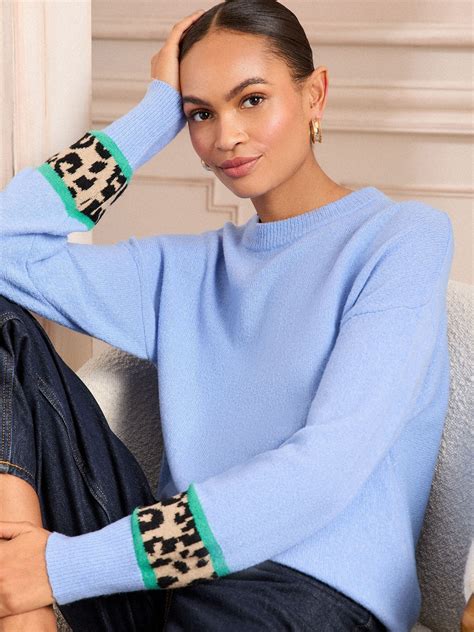 Buy Love & Roses Pale Blue Cosy Animal Print Block Jumper from the Next