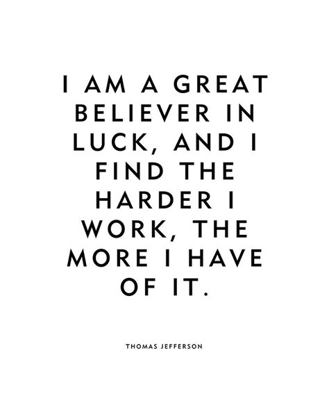 Thomas Jefferson Quote Luck Motivational Poster or | Etsy