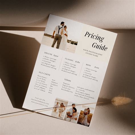 Wedding Photography Pricing List Wedding Pricing Guide Sheet Template