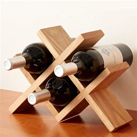 TRWISWDC Wine Rack Countertop Oak Wooden Wine Bottle Holder Rustic Free