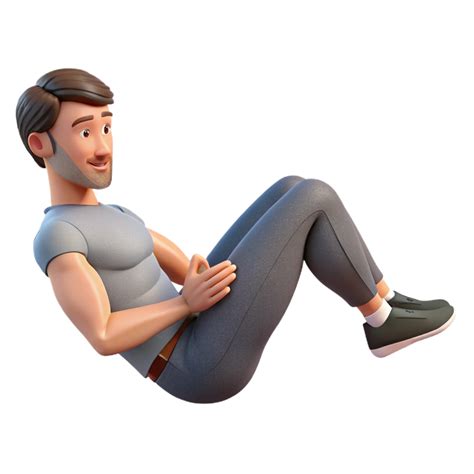 magnificent traditional Man Doing Sit Ups Side View with Transparent