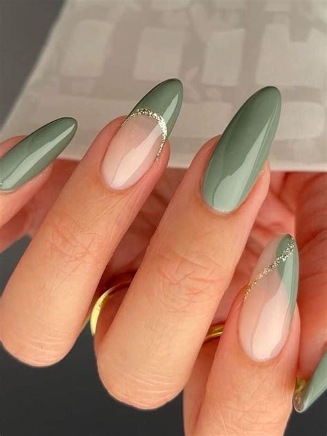 sage green nails with French tips Elegant Nails, Classy Nails, Chic ...