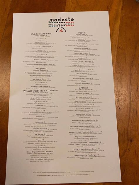 menu  modesto pizzeria asheville