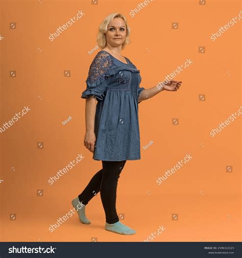 Pretty Bbw Blonde Woman Blue Dress Stock Photo 2196112123 | Shutterstock