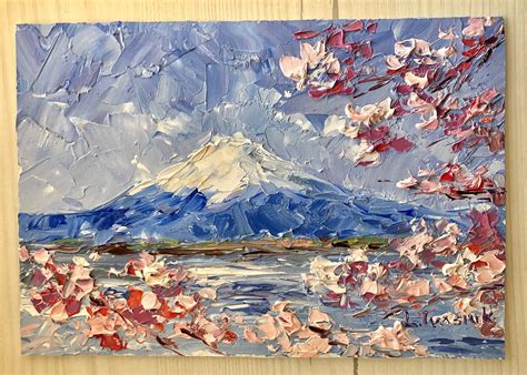 Japanese Landscape Painting Original Art Oriental Flowers Art | Etsy