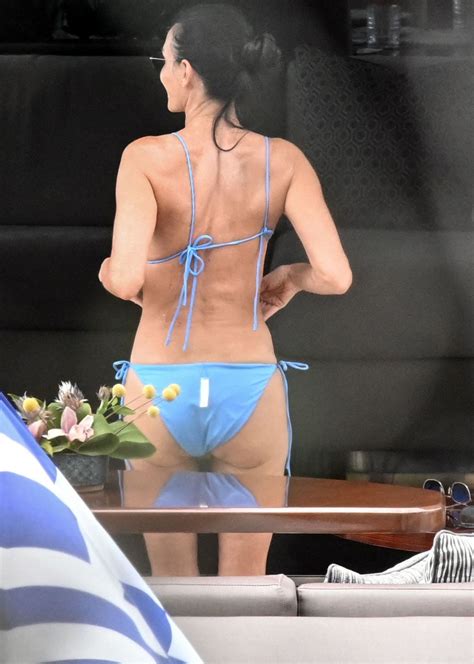 DEMI MOORE in a Blue Bikini on a Yacht in Greek Islands 08/17/2023