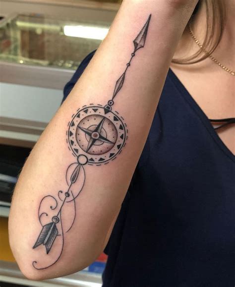 30 Pretty Arrow Compass Tattoos to Inspire You | Arrow tattoo design ...