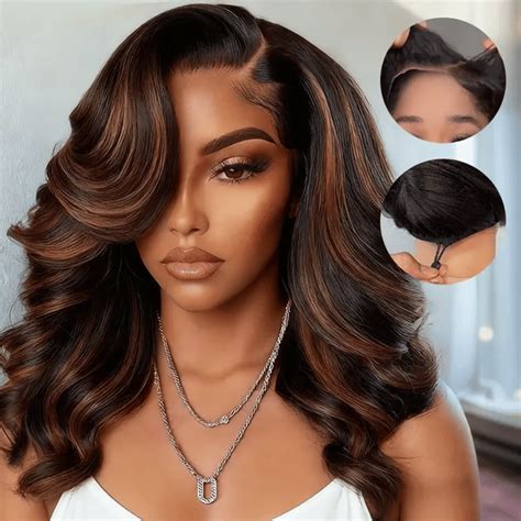 Balayage Highlight Pre-Styled Bouncy Body Wave Ready To Go Glueless La