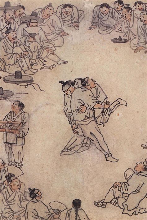 Antique Korean Folk Art Ssireum Wrestling Print Traditional - Etsy | Korean painting, Korean art ...