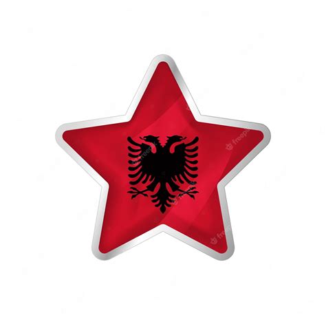 Premium Vector | Albania flag in star. Button star and flag template